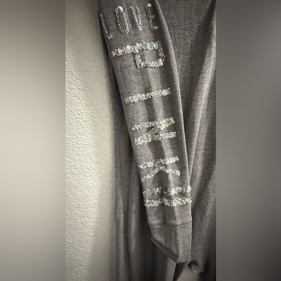 Victoria Secret Pink Sequin Thermal Long Romper One Piece Open Butt Pj’s Sz S - Picture 5 of 9